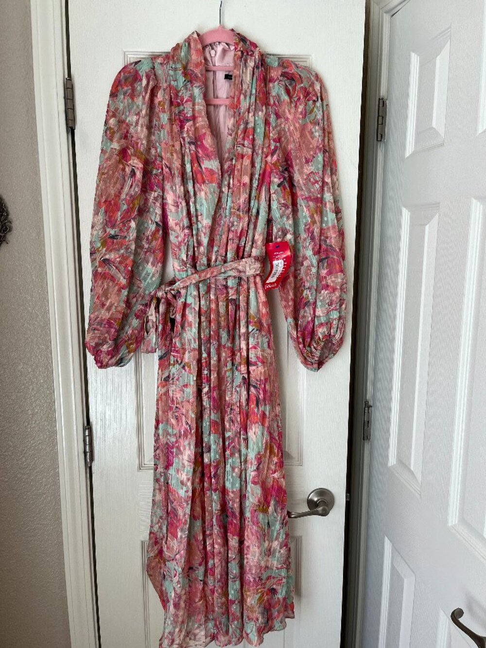 Alex Marie Hayden V-Neck Long Blouson Sleeve Tie Waist Floral Print size 14 NWT